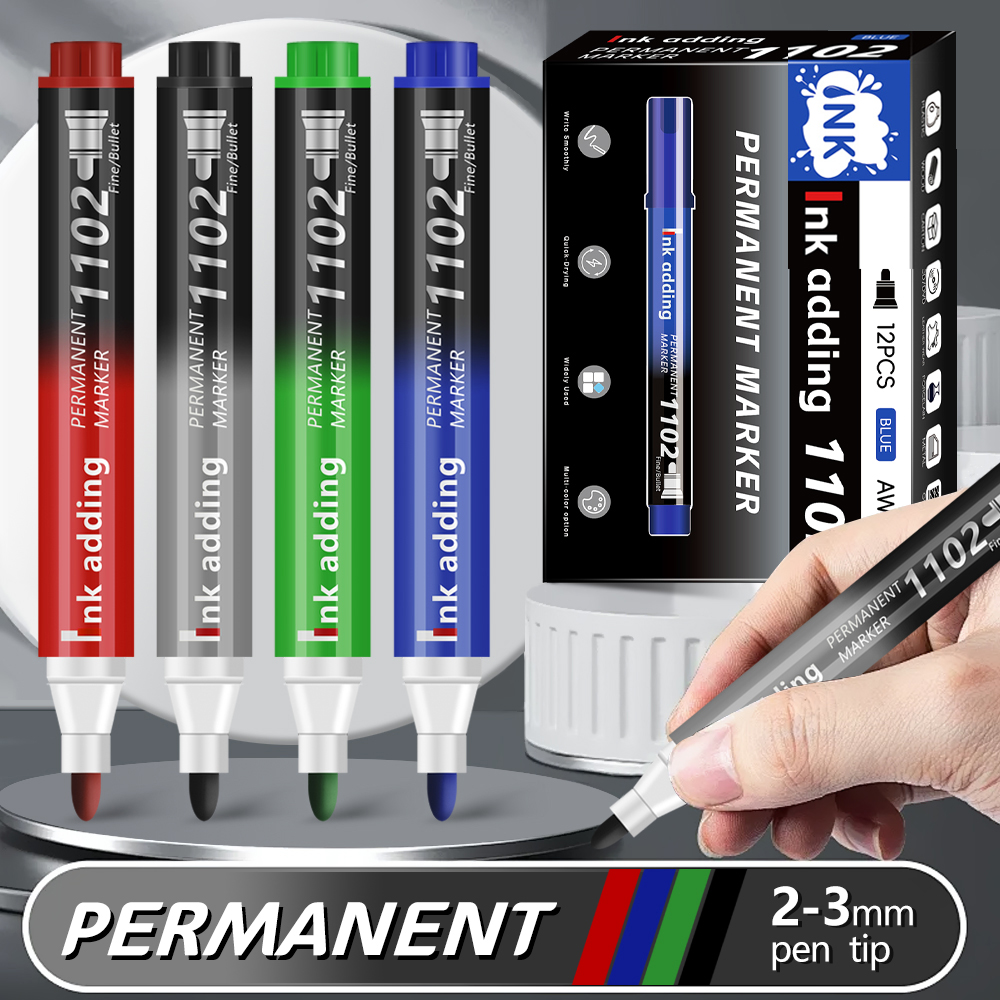 Correction Pen Fine - 4/6/12 pcs/Set Permanent Marker Pen Waterproof