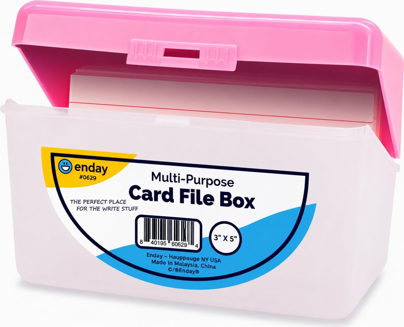 Card Index Box - 3x5 Index Card Holder Pink Plastic