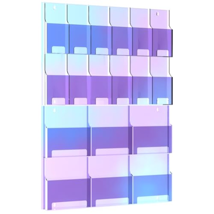 Magazine Holder Rack - Iridescent Acrylic Wall Mounted Brochure Holder