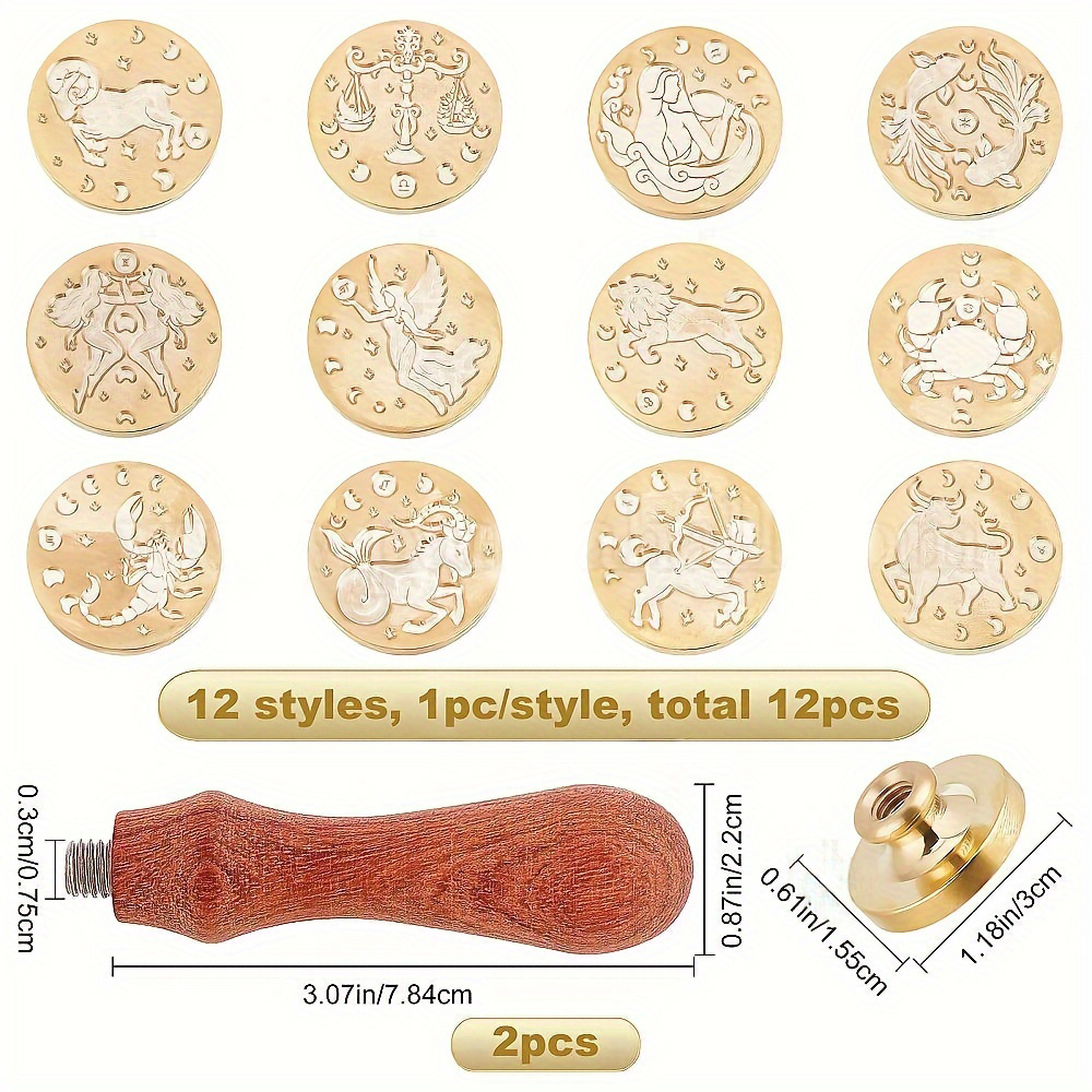 14pcs/set Zodiac Wax Seal Stam - Wax Seal Stamp Set avaliação e preço