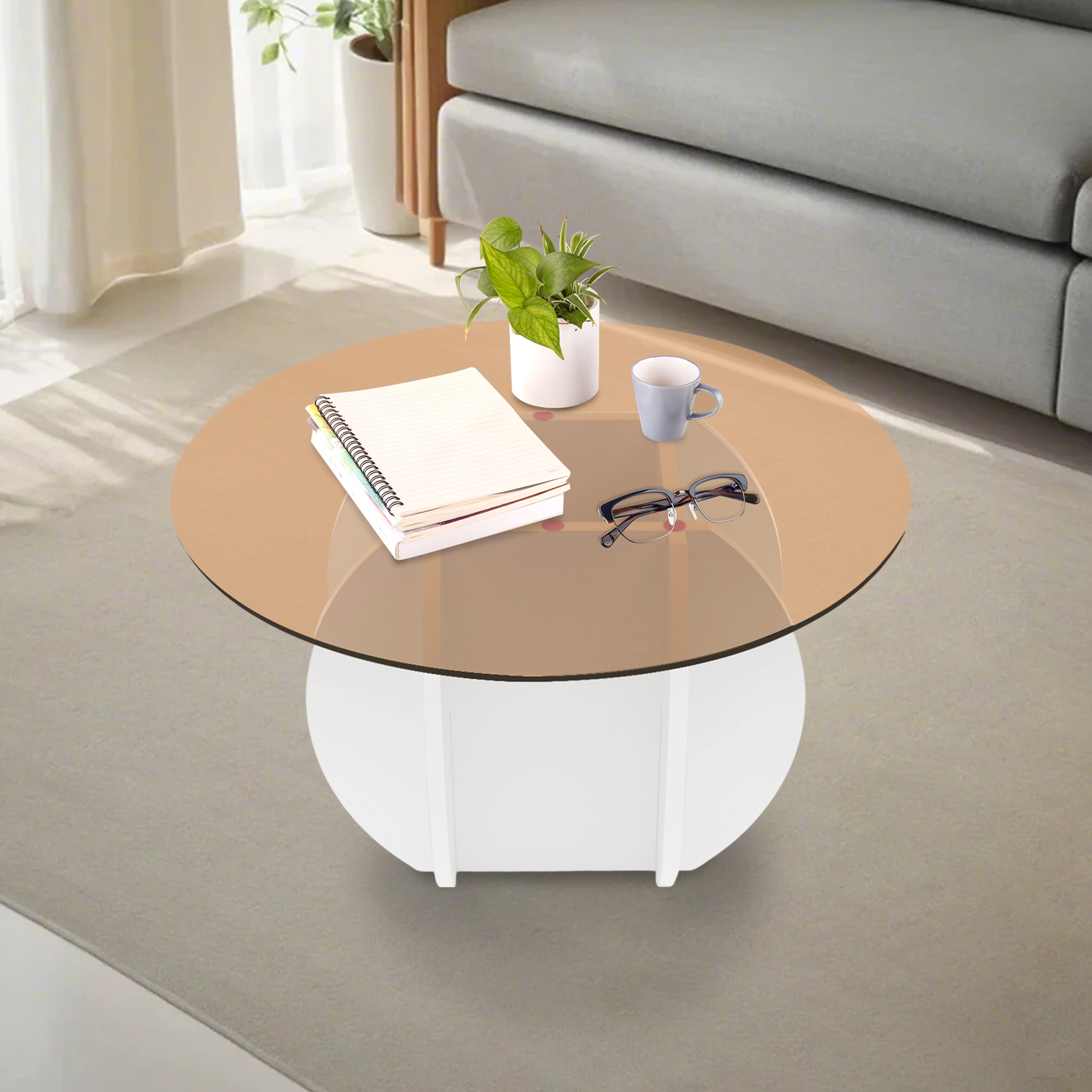 Modern Round Coffee Table 27.6 - Book Weight Glass avaliação e preço