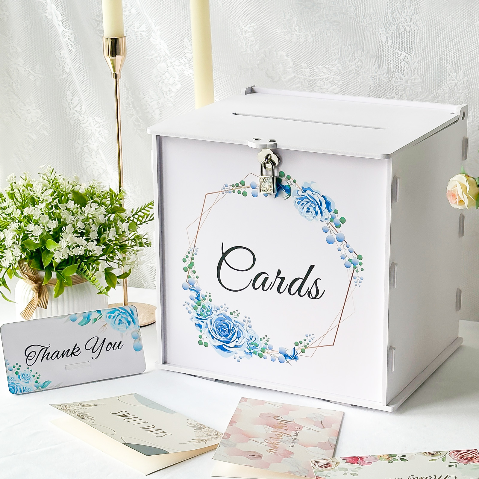White Wedding Card Box with Lo - Card Index Box avaliação e preço