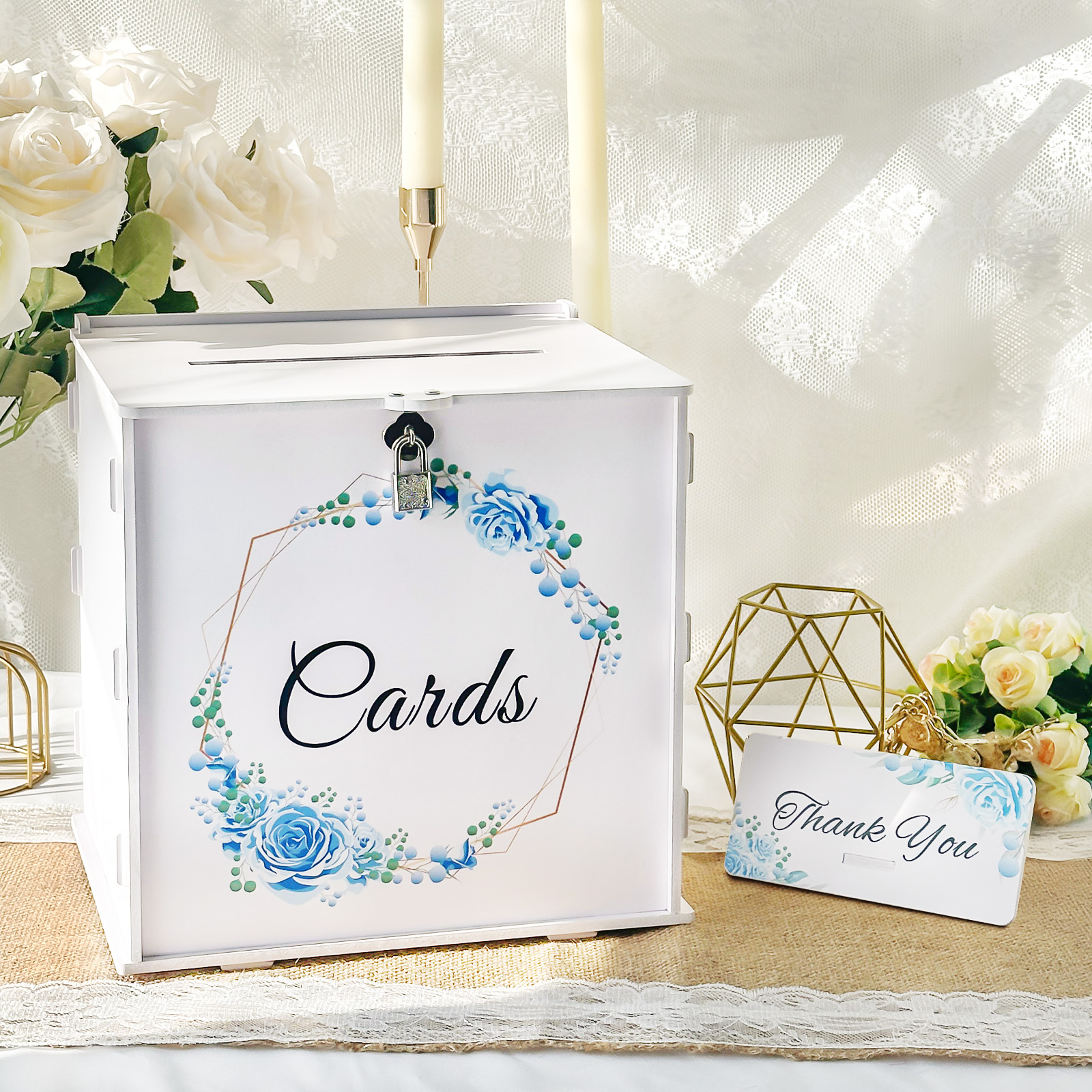 White Wedding Card Box with Lo - Card Index Box avaliação e preço