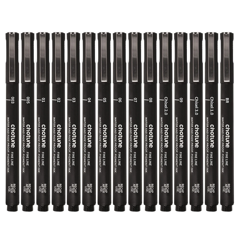 Black Micro Pens,15 Sizes,Wate - Correction Pen Fine avaliação e preço