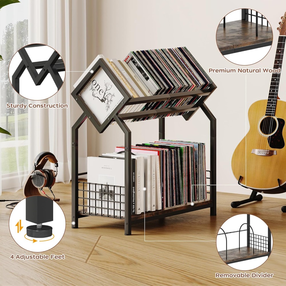 2-Tier Vinyl Record Storage Ho - Magazine Holder Rack avaliação e preço