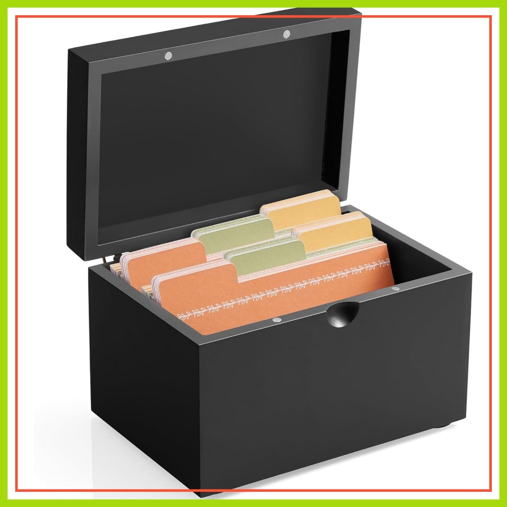 Wooden 3x5 Index Card Holder w - Card Index Box avaliação e preço