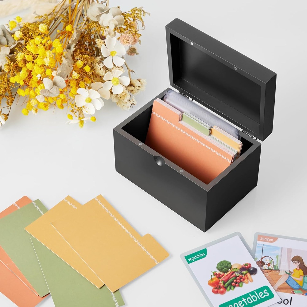 Wooden 3x5 Index Card Holder w - Card Index Box avaliação e preço