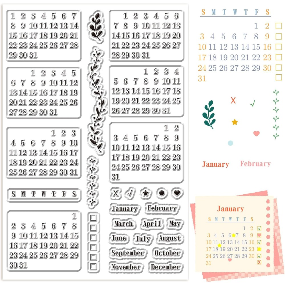 Calendar Clear Stamps Sheets R - Rubber Date Stamp avaliação e preço