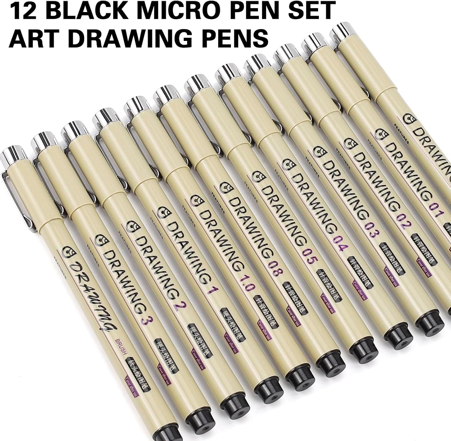 12 Black Fine Line Drawing Pen - Archive Box Set avaliação e preço