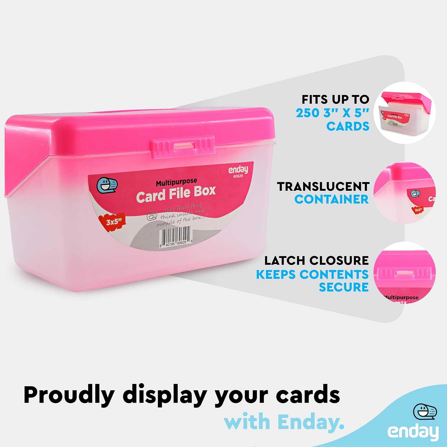 3x5 Index Card Holder Pink Pla - Card Index Box avaliação e preço