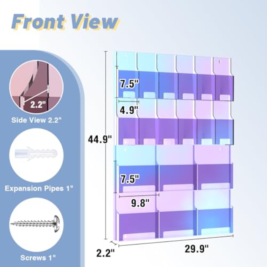 Iridescent Acrylic Wall Mounte - Magazine Holder Rack avaliação e preço