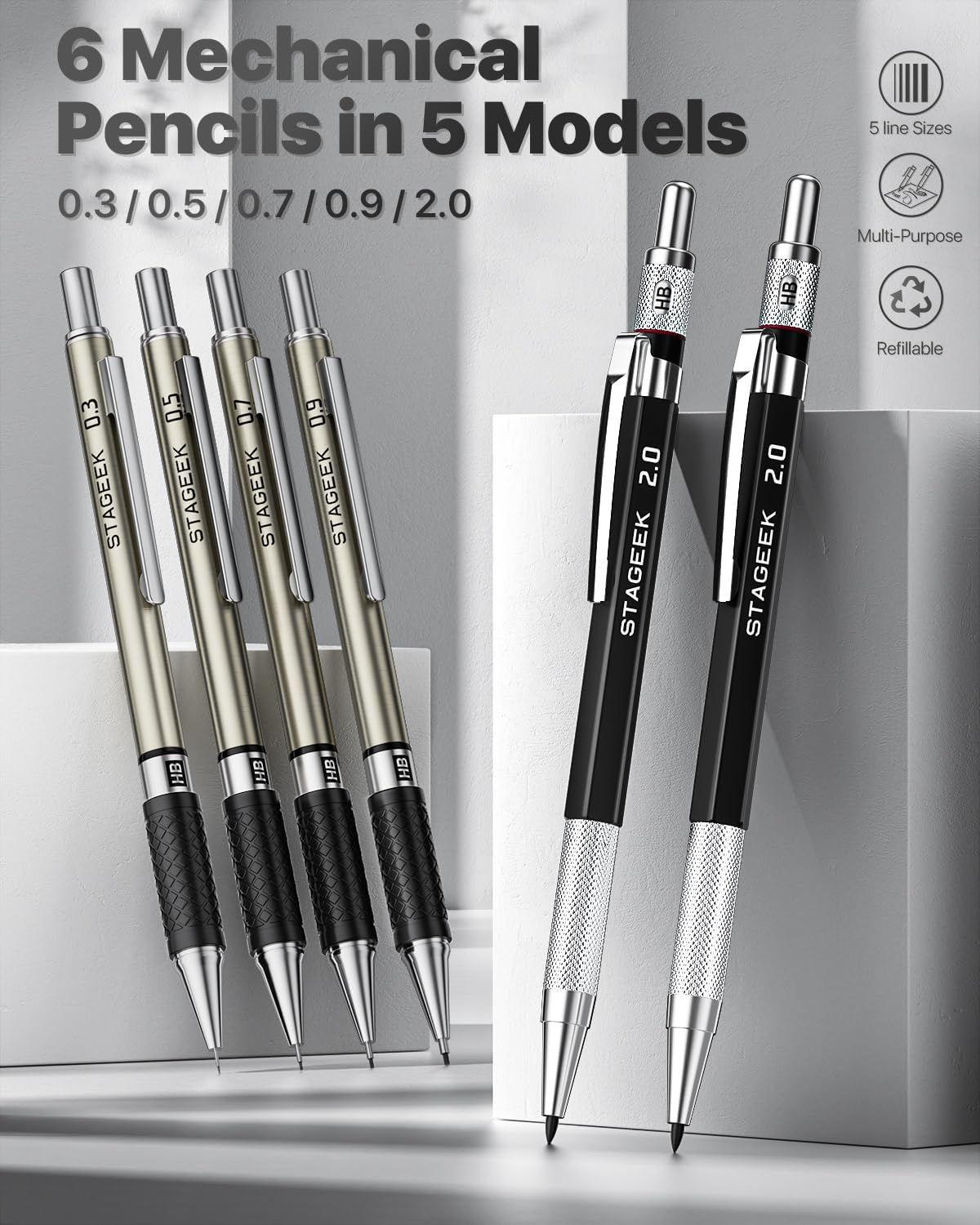 37 Pcs Mechanical Pencil Set w - Mechanical Pencil 0.3 avaliação e preço