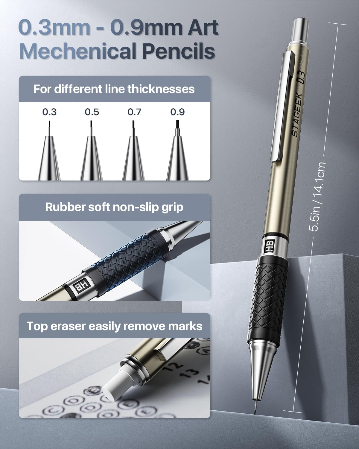 37 Pcs Mechanical Pencil Set w - Mechanical Pencil 0.3 avaliação e preço
