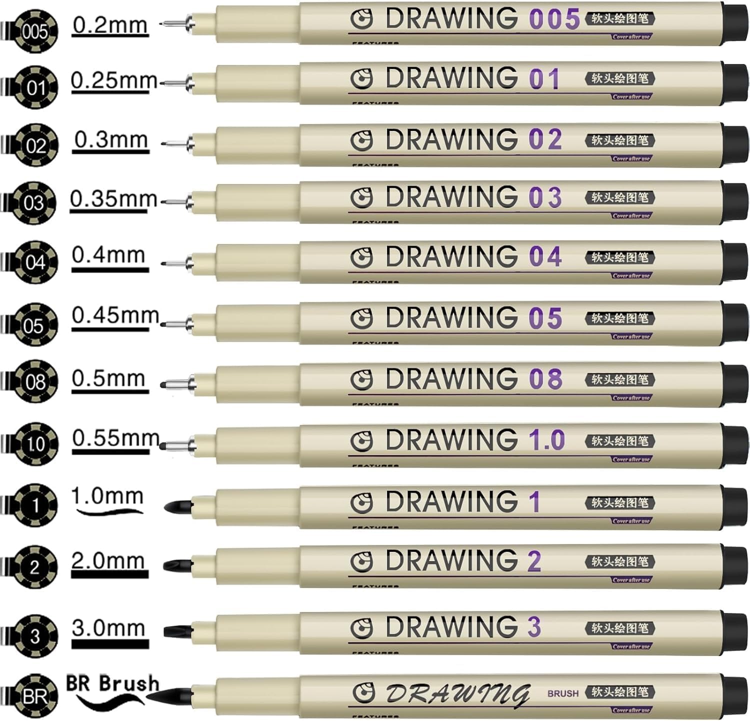 12 Black Micro Fineliner Drawi - Archive Box Set avaliação e preço
