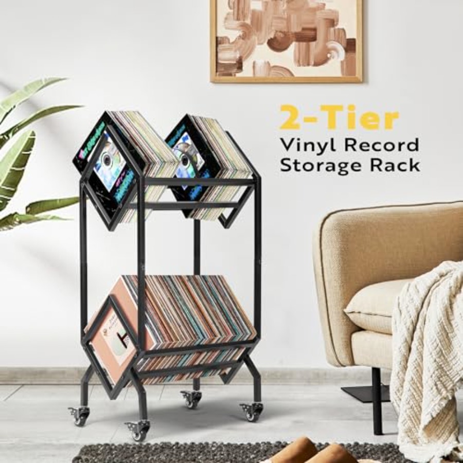 Vinyl Record Storage Rack, 2 T - Magazine Holder Rack avaliação e preço