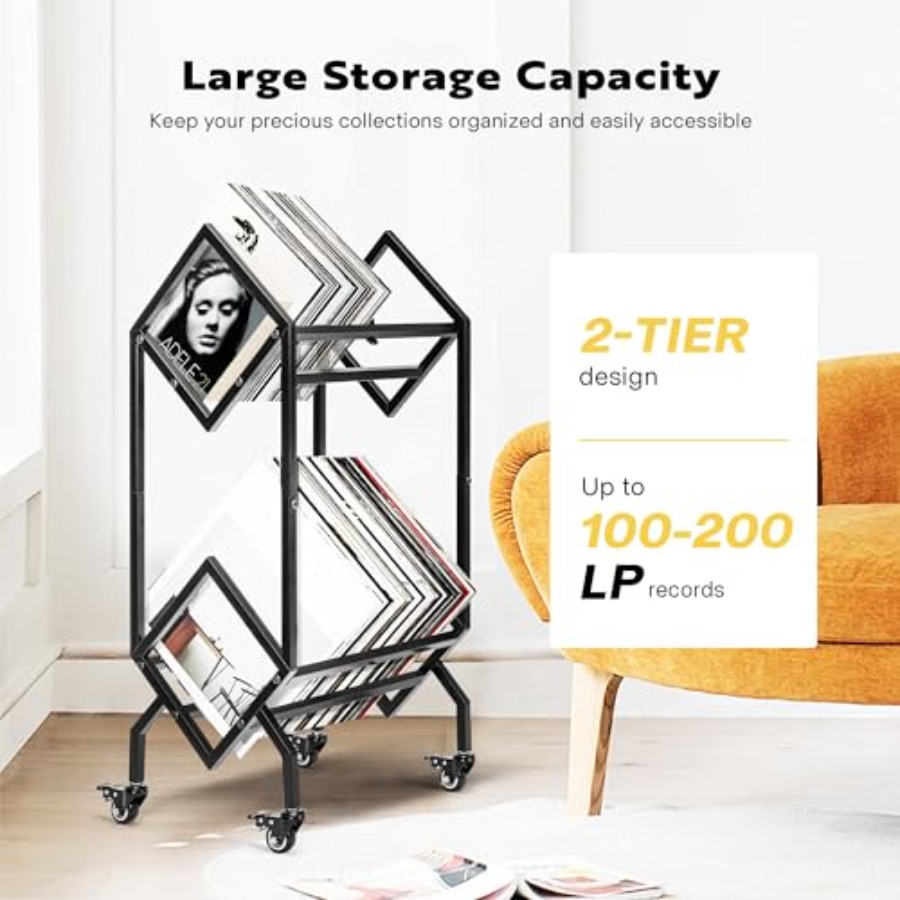 Vinyl Record Storage Rack, 2 T - Magazine Holder Rack avaliação e preço