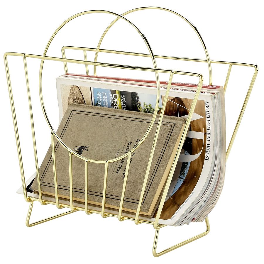 MidCentury Brass Plated Metal  - Magazine Holder Rack avaliação e preço