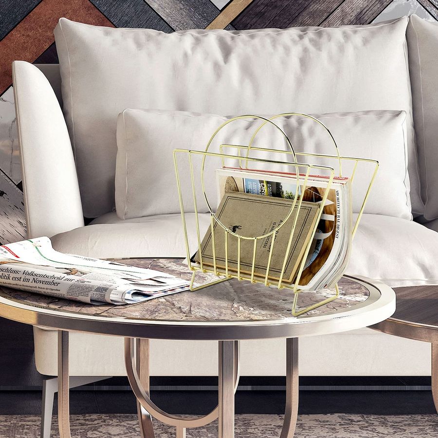 MidCentury Brass Plated Metal  - Magazine Holder Rack avaliação e preço