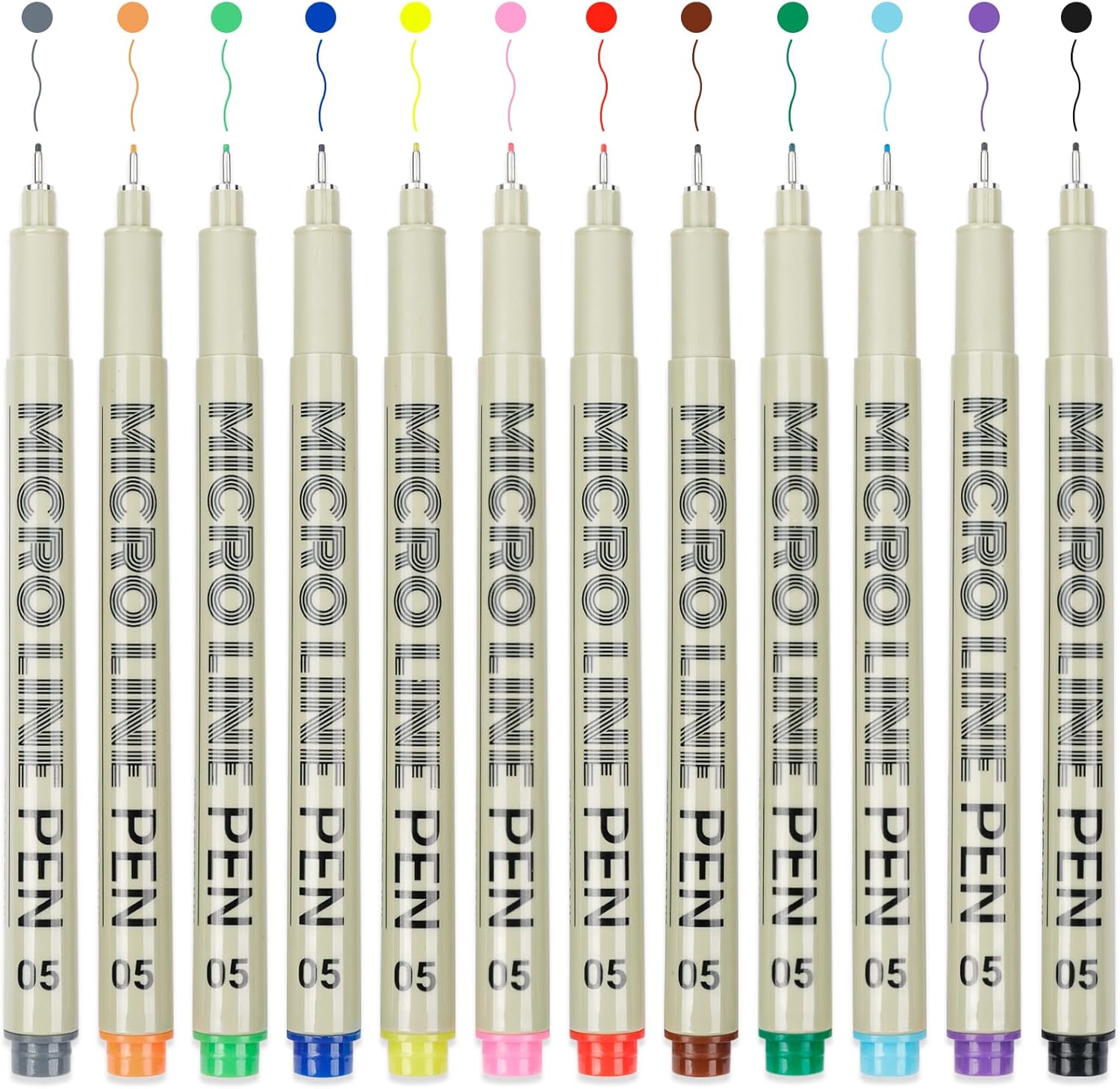 12 Colored Micro Pens 0.5mm, F - Archive Box Set avaliação e preço