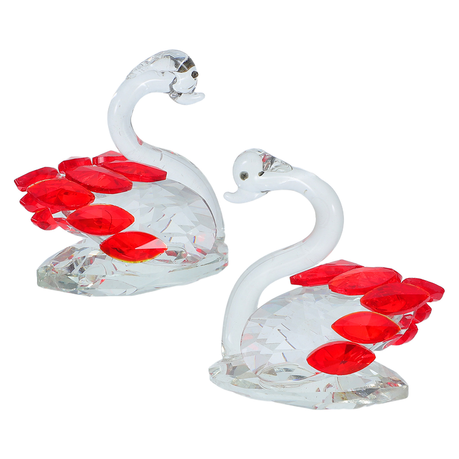 2Pcs Crystal Couple Swan Statu - Paper Weight Crystal avaliação e preço