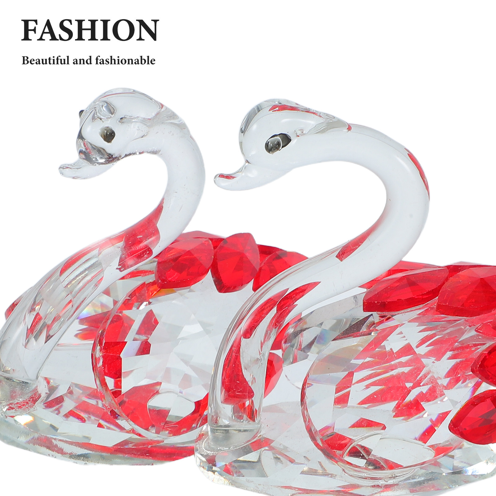 2Pcs Crystal Couple Swan Statu - Paper Weight Crystal avaliação e preço
