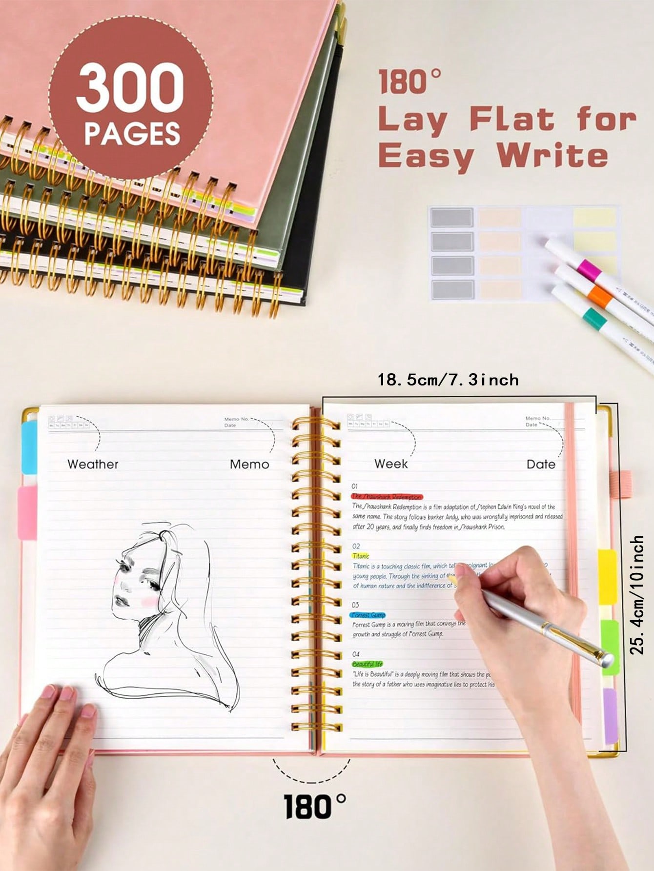 1PC Hardcover Spiral Notebook  - Tab Divider A4 avaliação e preço