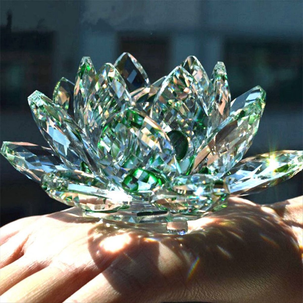 F Crystal Lotus Flower Figurin - Paper Weight Crystal avaliação e preço