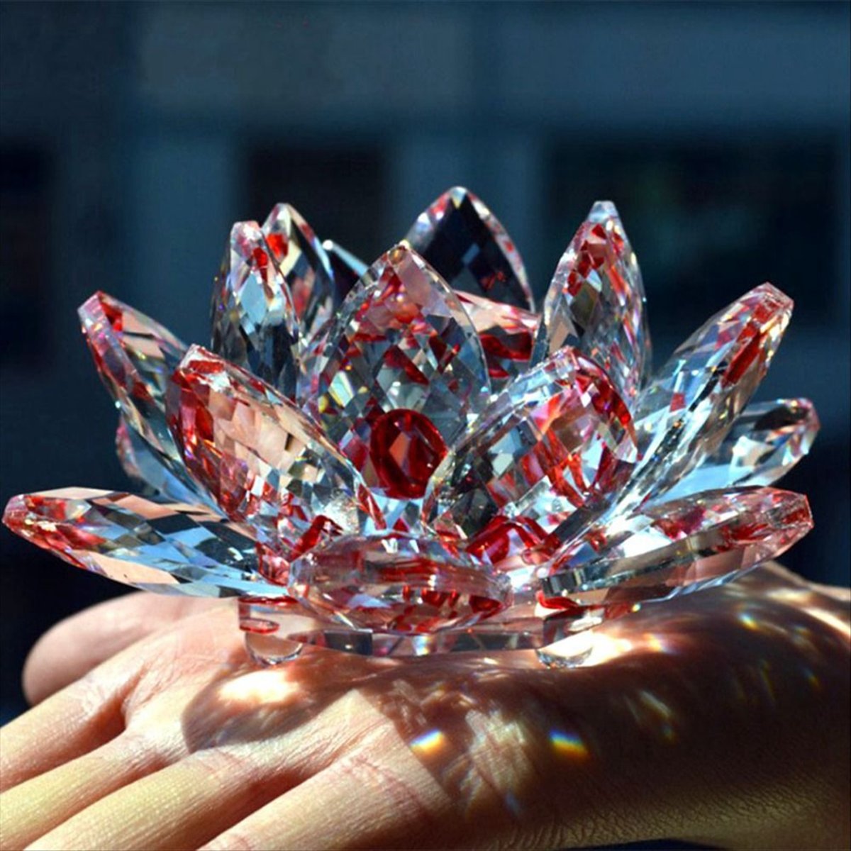 F Crystal Lotus Flower Figurin - Paper Weight Crystal avaliação e preço