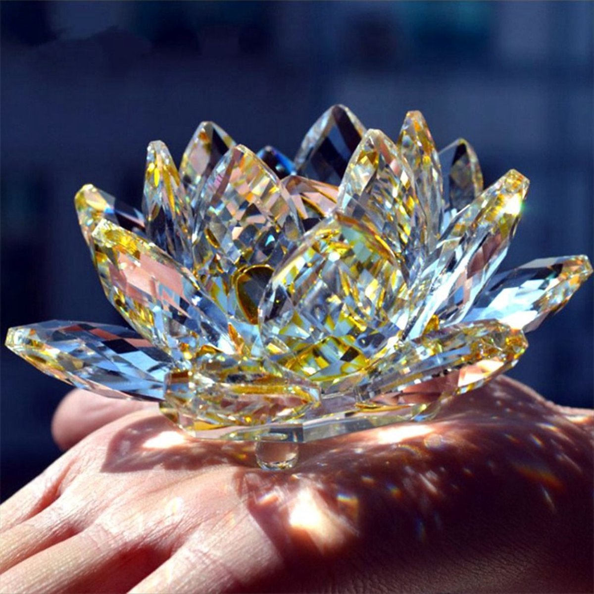 F Crystal Lotus Flower Figurin - Paper Weight Crystal avaliação e preço