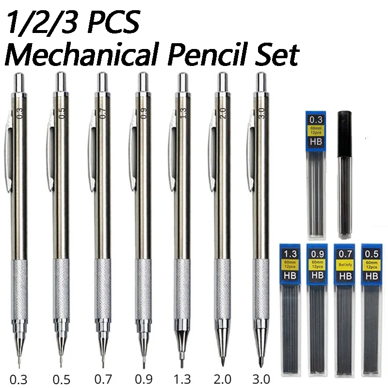 1/2/3 PCS Metal Drawing Pencil - Mechanical Pencil 0.3 avaliação e preço