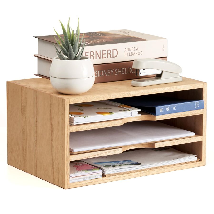 Wooden Desktop Organizer Paper - Magazine Holder Rack avaliação e preço