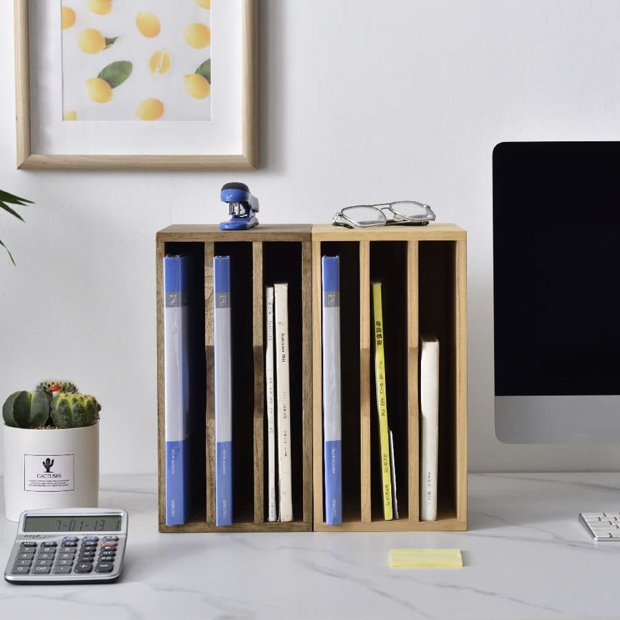 Wooden Desktop Organizer Paper - Magazine Holder Rack avaliação e preço