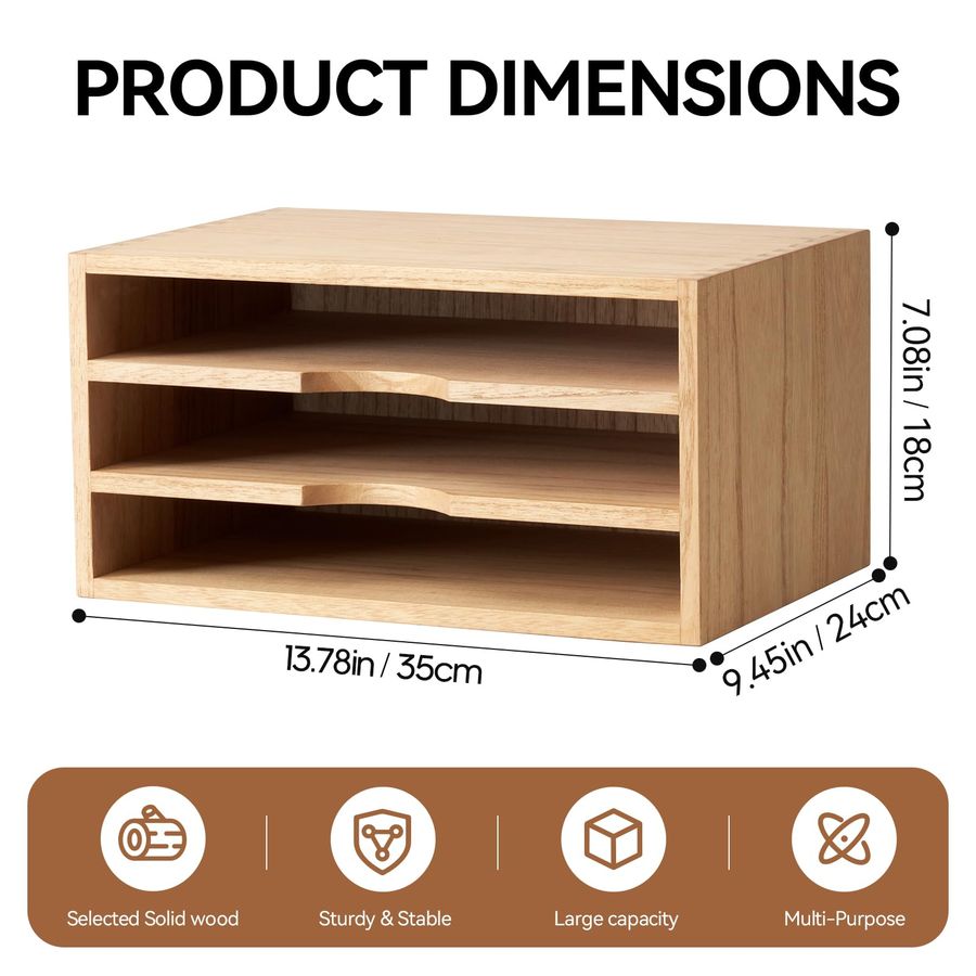 Wooden Desktop Organizer Paper - Magazine Holder Rack avaliação e preço
