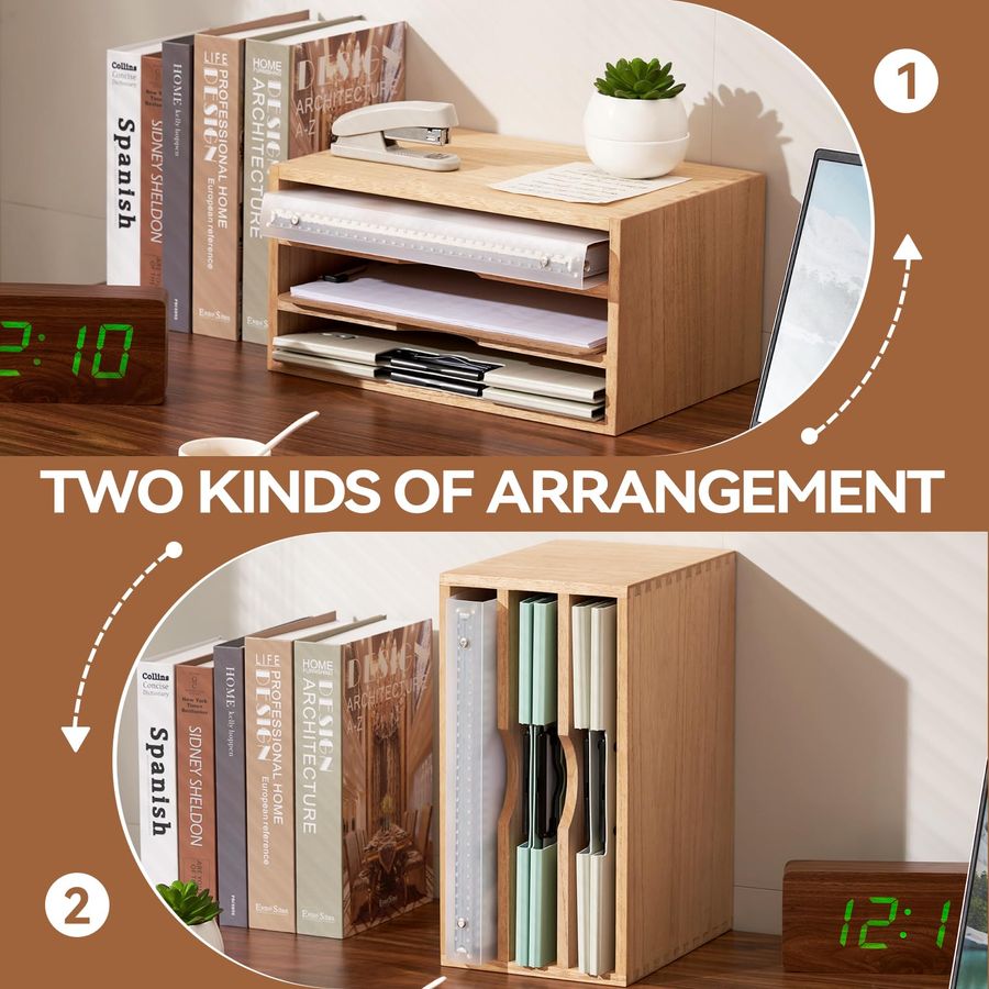 Wooden Desktop Organizer Paper - Magazine Holder Rack avaliação e preço